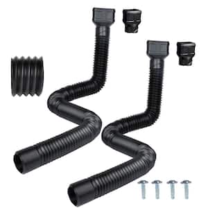 2 Pack 2.6 in. x 7 ft. Gutter Downspout Extensions, Black 3.1 in. Od Flexible Corrugated Drain Pipe Downspout Extender