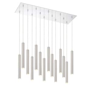 Forest 5 W 14 Light Chrome Integrated LED Shaded Chandelier with Brushed Nickel Steel Shade