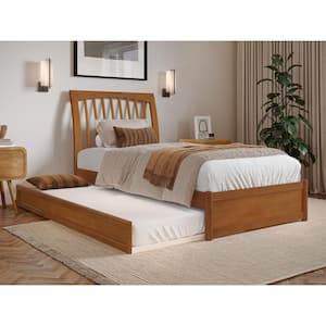 Roslyn Light Toffee Natural Bronze Solid Wood Frame Twin XL Platform Bed Panel Footboard Twin XL Trundle