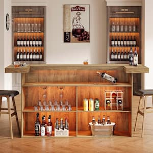 BYBLIGHT Kearsten 44.09 in. H Black 4-Tier L-Shaped Home Bar Table