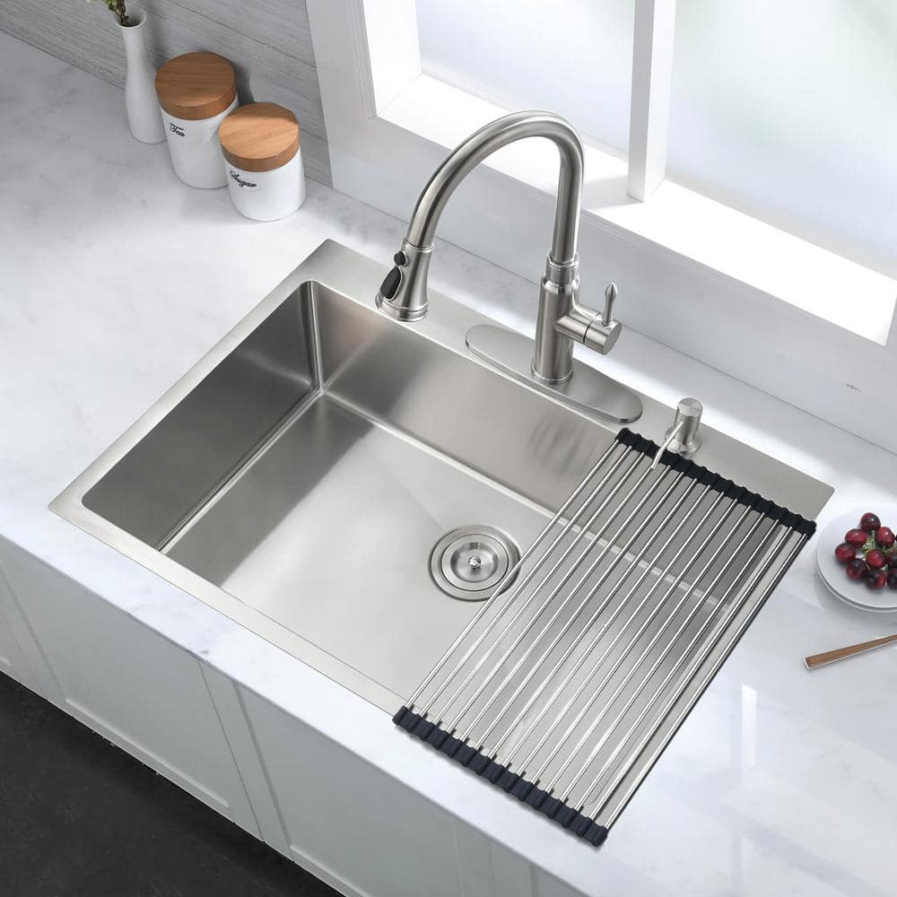 30" x 22" Stainless Steel Single Bowl Drop-In Kitchen Sink with Accessories