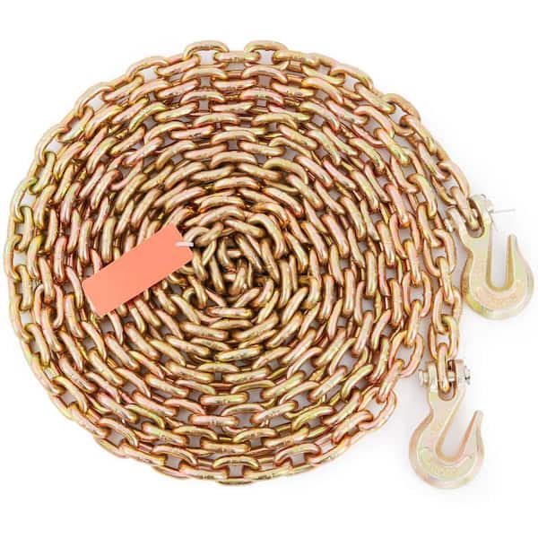 SKYSHALO Transport Binder Chain, 4900 lbs. Working Load Limit, 5/16 in. x 20 ft. G80 Tow Chain Tie Down with Grab Hooks