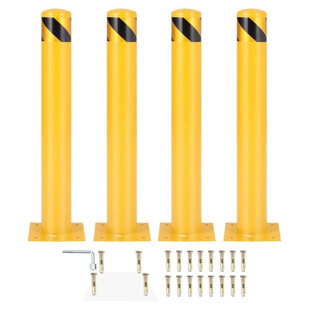 4-Pack Safety Bollard Post, 36 Inch Height Steel Safety Bollard, 4.5 Inch Diameter, Yellow with Anchor Bolts price history on PriceWatchPro