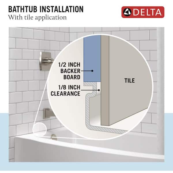 Delta - Classic 500 Curve 60 in. x 32 in. Alcove Deep Soaking Bathtub with Left Drain in High Gloss White