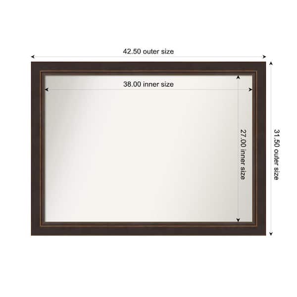 Amanti Art Lara Bronze 42.5 in. W x 31.5 in. H Custom Non-Beveled Wood Framed Bathroom Vanity Wall Mirror