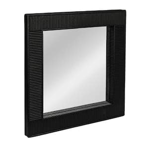 28 in. W x 27.95 in. H Bamboo Square Black Framed Wall Decorative Mirror