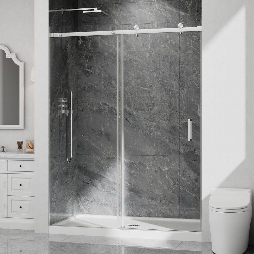 43 in. -48 in. W x 76 in. H Sliding Frameless Shower Door in Brushed Nickel with Clear Tempered Glass price history on PriceWatchPro