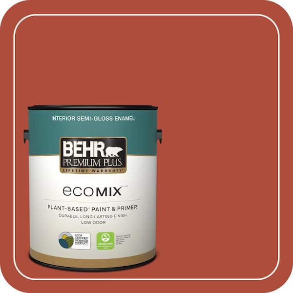 1 gal. #MQ4-35 Torch Red Semi-Gloss Enamel EcoMix Plant-Based Interior Paint & Primer