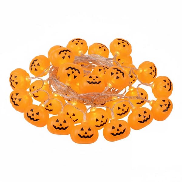 20 LED Halloween Lights Battery Operated, 9.8 ft. Pumpkin String Lights with 8 Modes, Orange Lights Garden Stake