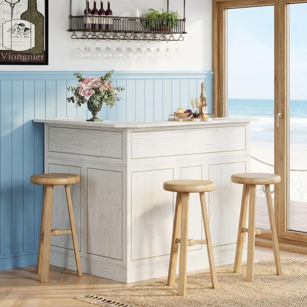 Kearsten 44.09 in. H White L-Shaped Corner Home Bar Table, 4-Tier Liquor Cabinet with Stemware Racks price history on PriceWatchPro