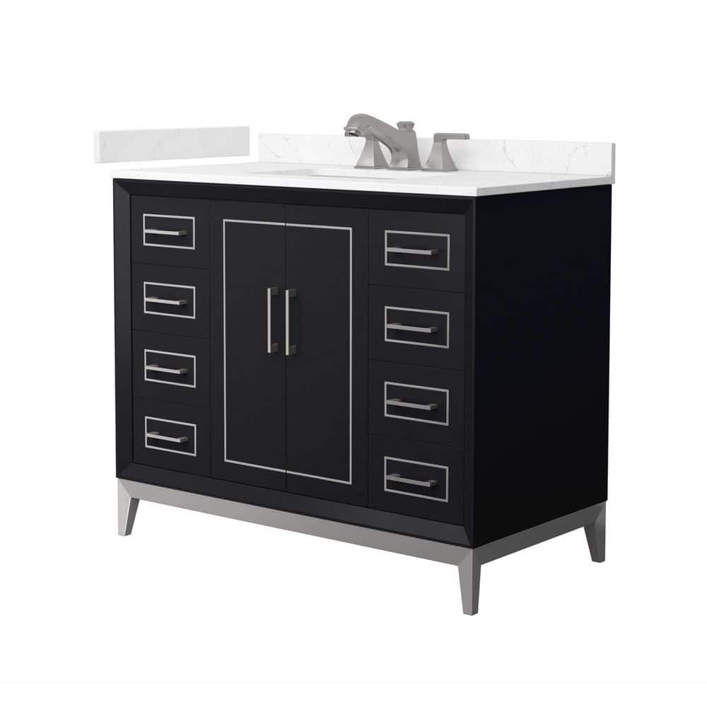Marlena 42 in. Single Freestanding Black Bath Vanity with Carrara Cultured Marble Top Assembled price history on PriceWatchPro