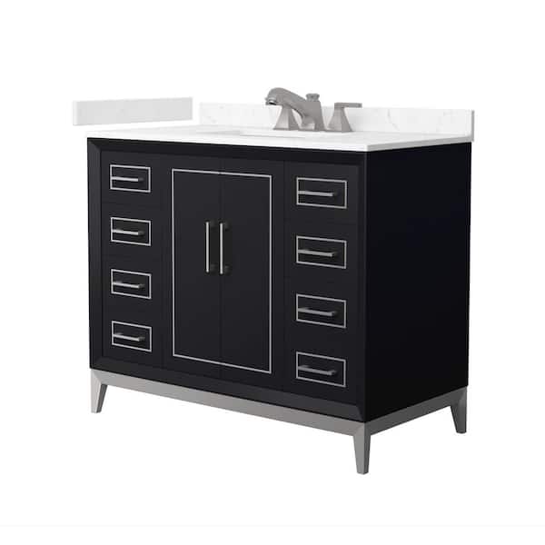 Marlena 42 in. Single Freestanding Black Bath Vanity with Carrara Cultured Marble Top Assembled