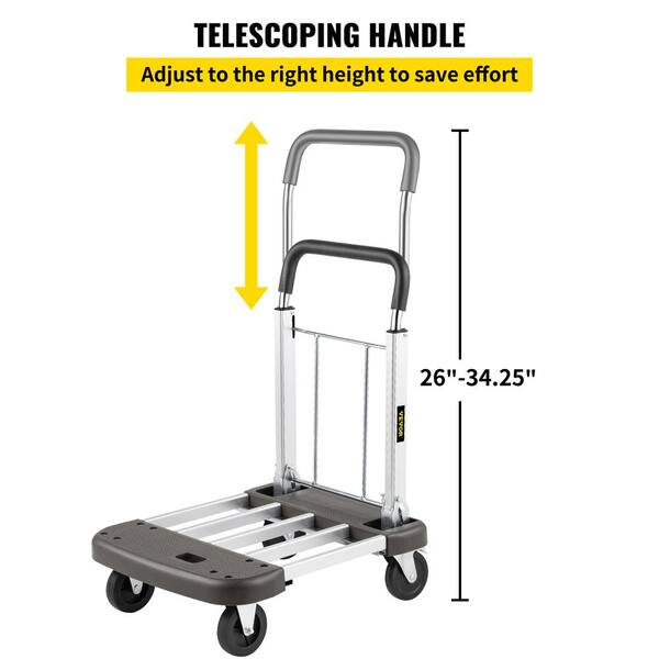 VEVOR Folding Cart 330 lbs. Capacity Dolly Hand Truck with 4 Wheels Luggage Trolley LZZDSTCBDDWC181E1V0