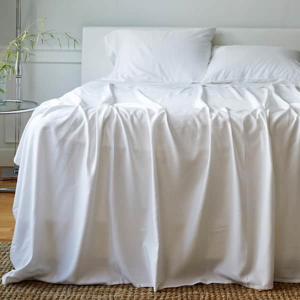 BEDVOYAGE Luxury 100% Viscose from Bamboo Bed Sheet Set (4-pcs), Queen - White