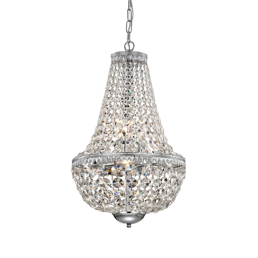 Empire Chrome Crystal 6-Light Candle Chandelier