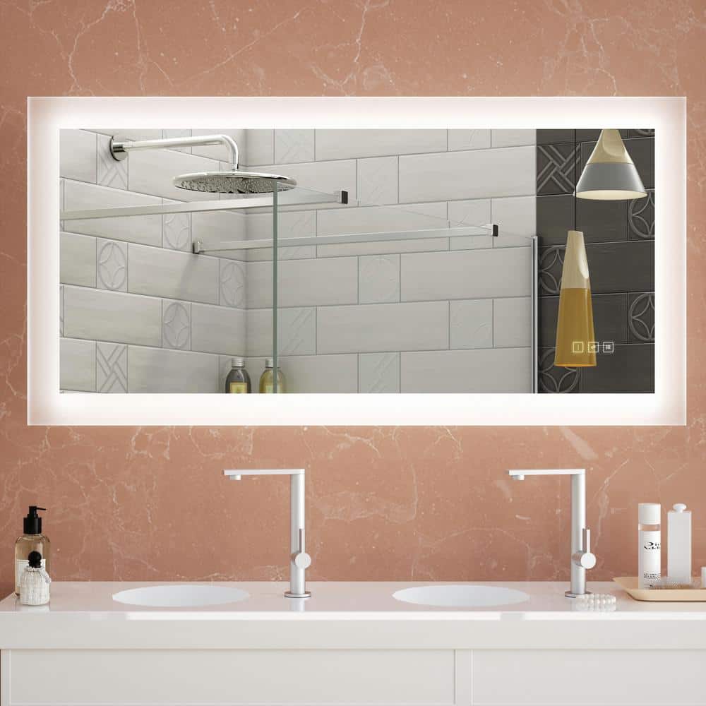KINWELL 48 in. x 24 in. Single Frameless LED Lighted Bathroom Wall