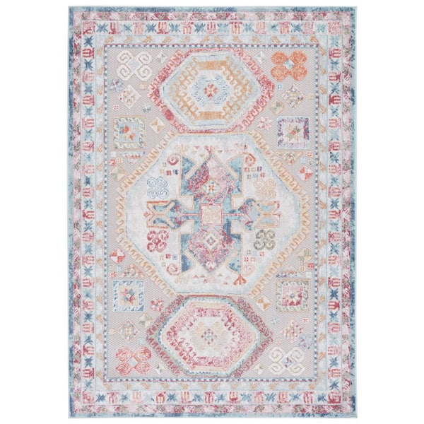 Cabana Rust/Blue/Ivory 5 ft. x 8 ft. Ornate Aztec Indoor/Outdoor Area Rug