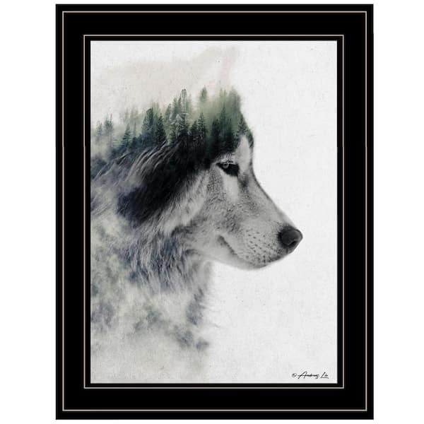 HomeRoots Charlie Wolf Stare 1-Piece Framed Wall Art 19 in. x 15 in.