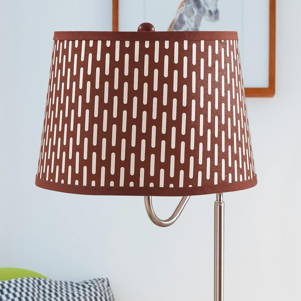 Madison Mid-Century Modern Side Table with Built-In LED Lamp and USB Ports, Havana Brown