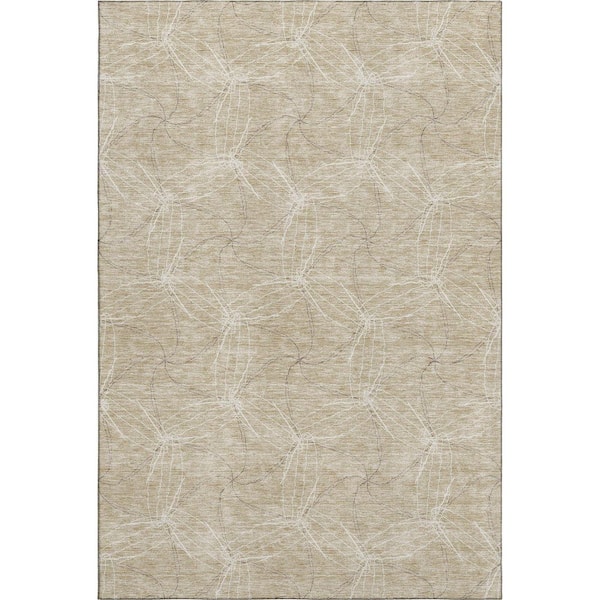 Mayfield Premium Machine Washable Abstract AMF968 Beige 8 ft. x 10 ft. Area Rug