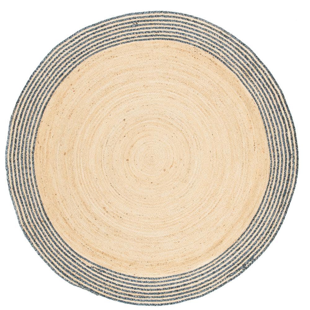 Cape Cod Ivory/Blue 5 ft. x 5 ft. Round Border Area Rug price history on PriceWatchPro