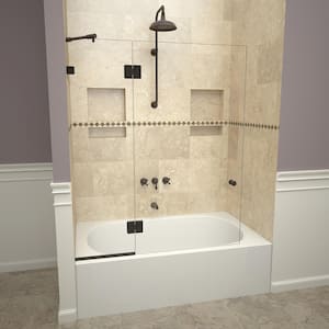 2000V Series 45 in. W x 60 in. H Semi-Frameless Fixed Tub Door with Swing Panel in Oil Rubbed Bronze and Clear Glass