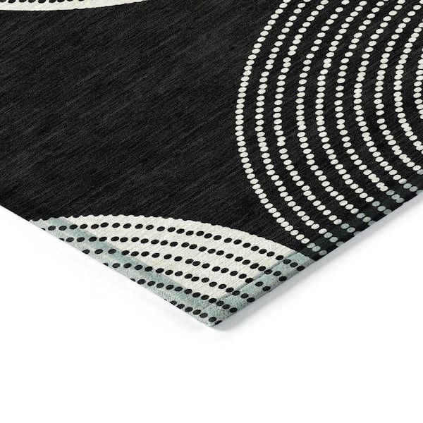 Chantille Machine Washable Indoor/Outdoor Abstract ACN2275 Black 8 ft. x 8 ft. Area Rug