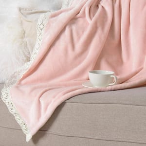 Dusty Pink Romantic Lace Throw Blanket