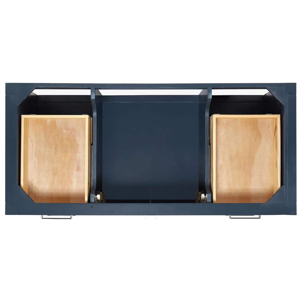 Midnight Blue Solid Wood Freestanding Single Bathroom Vanity with Quartz Top