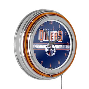 Edmonton Oilers Orange Logo Lighted Analog Neon Clock