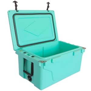65 qt. Blue Outdoor Portable Camping Cooler with Wheels, Ice Chest with 54 Can Capacity, Keeps Ice for up to 5 Days