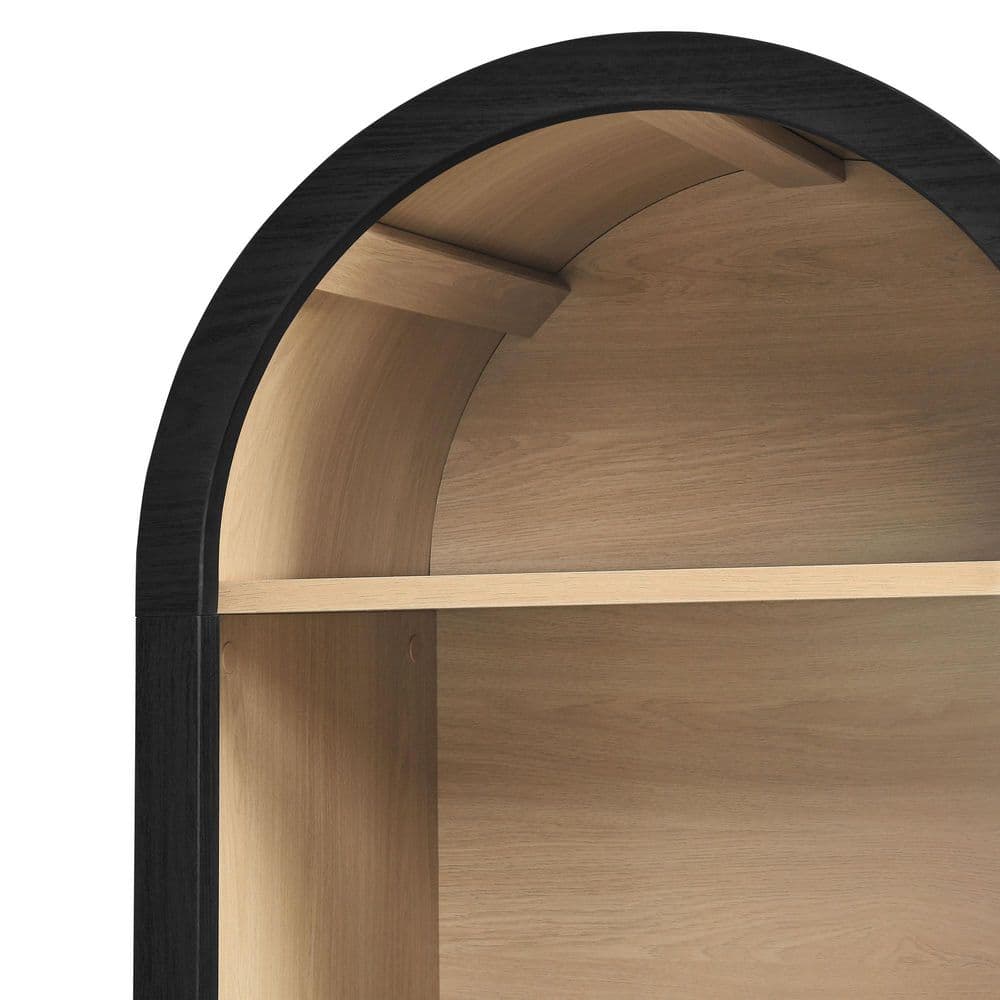 Evie Tall Black Oak Arched 5-Shelf Bookcase