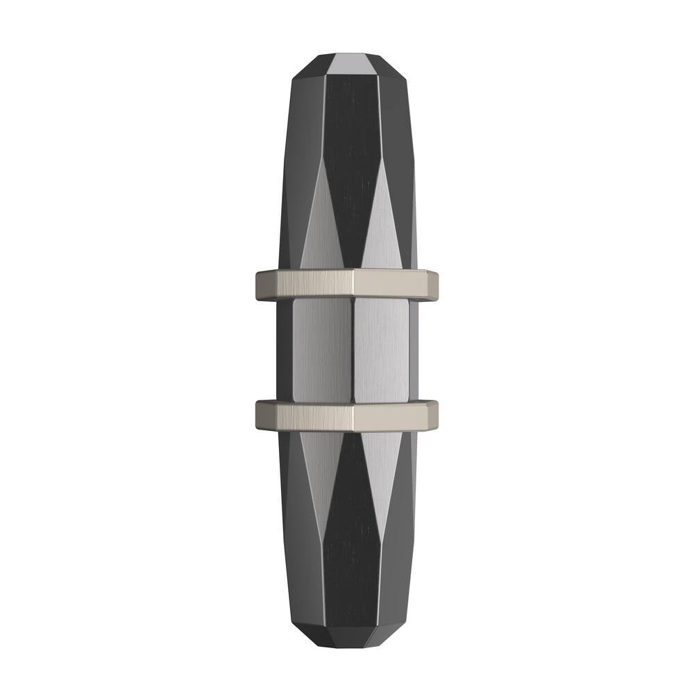 Modern Brushed Nickel and Black T-Handle Cabinet Knob