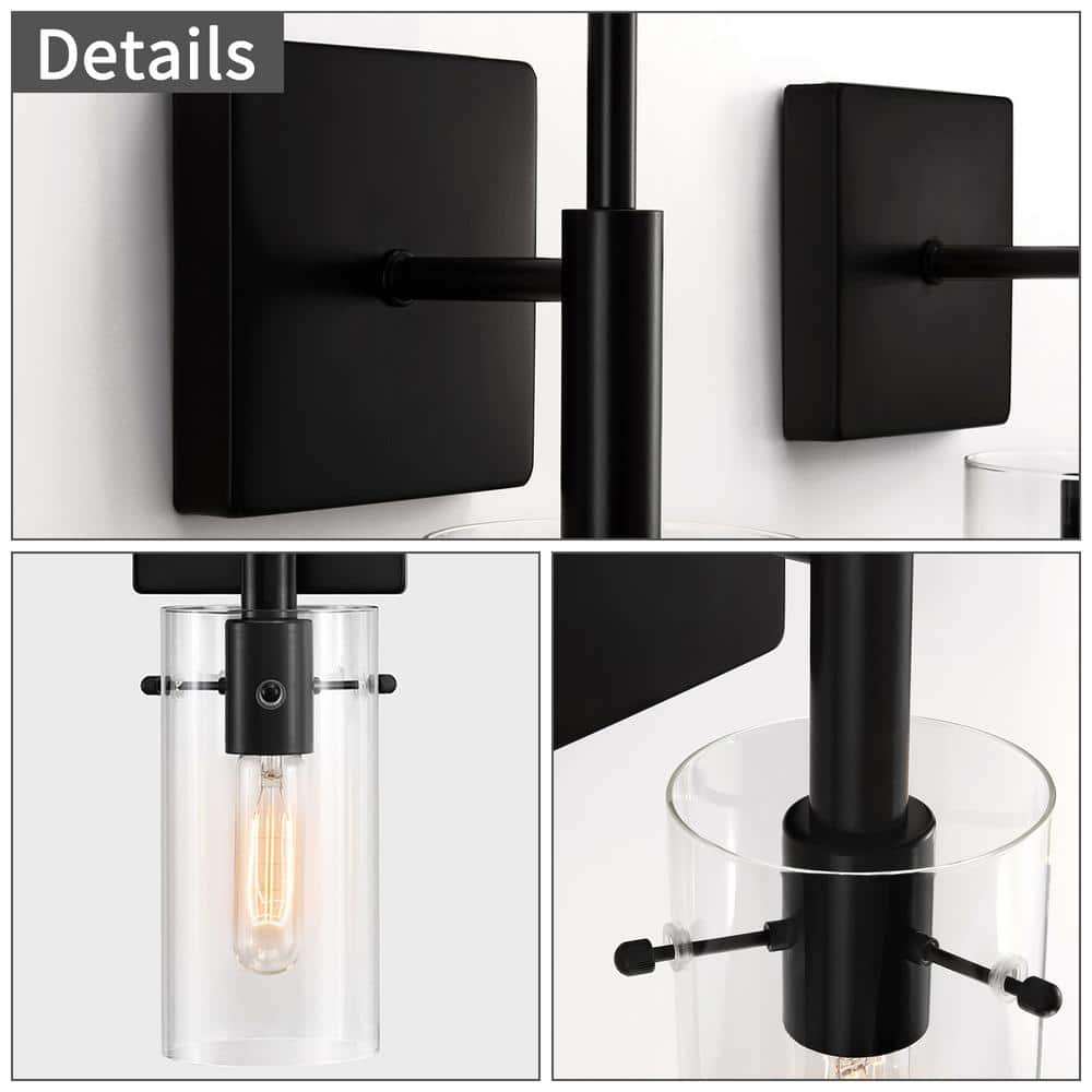 Kyrid Bronze Finish Slim Wall Sconce Set of 2 with Hand-Blown Glass