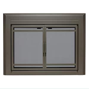 Uniflame Large Kendall Gunmetal Cabinet-style Fireplace Doors with Smoke Tempered Glass