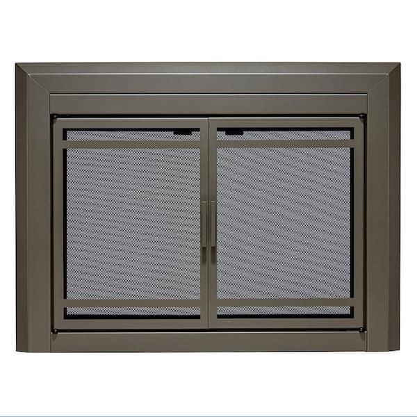 UniFlame Uniflame Large Kendall Gunmetal Cabinet-style Fireplace Doors with Smoke Tempered Glass