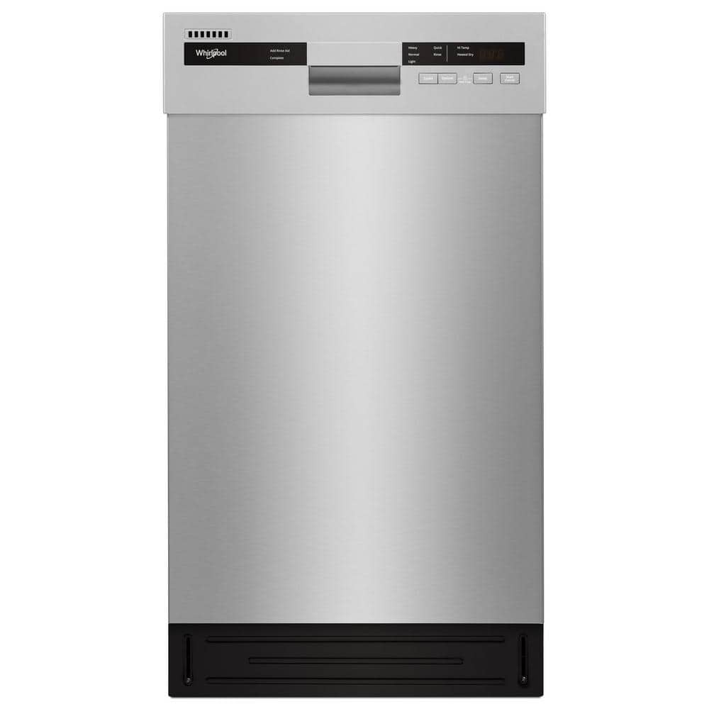 Whirlpool 18 in. Monochromatic Stainless Steel Front Control Built-In Compact Dishwasher with Stainless Steel Tub, 50 dBA