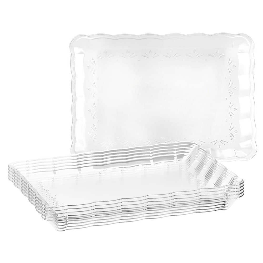 13 in. Clear Plastic Rectangular Party Serving Trays and Platters, Heavy Duty Disposable Trays (Set of 6) price history on PriceWatchPro