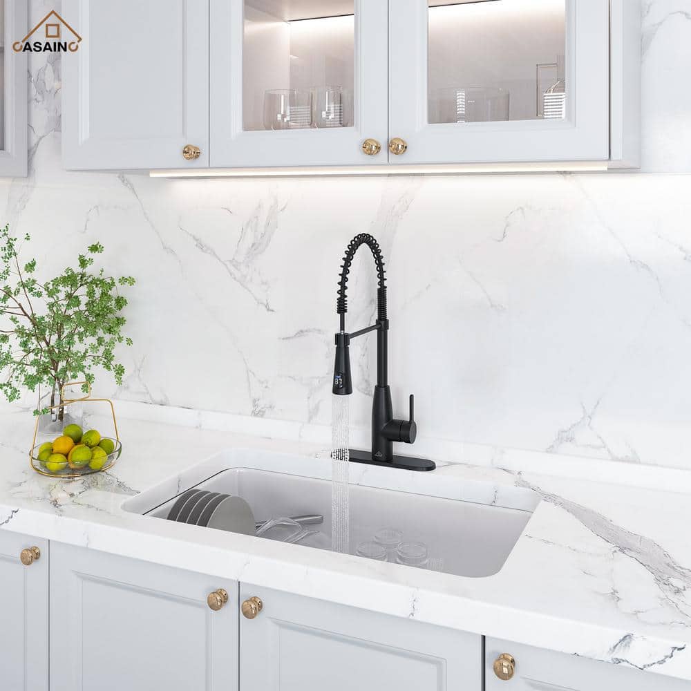 Matte Black Stainless Steel Pull Down Sprayer Kitchen Faucet