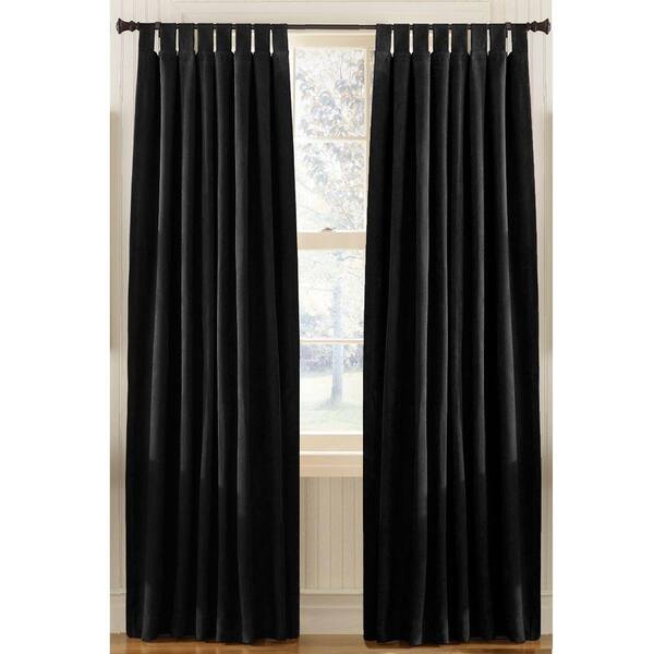 Curtainworks Semi-Opaque Black Microsuede Tab Top Wide Width Panel- 50 in. W x 84 in. L