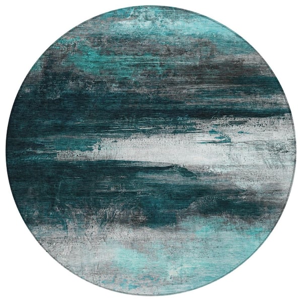 Addison Rugs Chantille Machine Washable Indoor/Outdoor Abstract ACN2016 Teal 8 ft. x 8 ft. Area Rug
