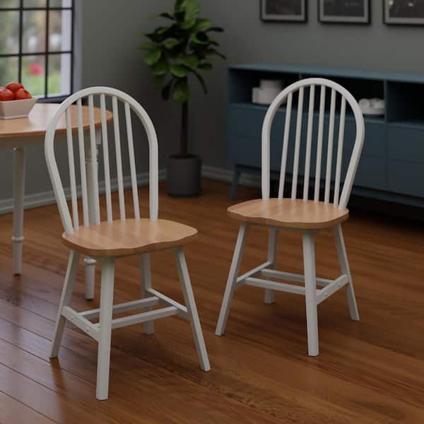 WINSOME WOOD Windsor Natural and White Solid Wood Windsor