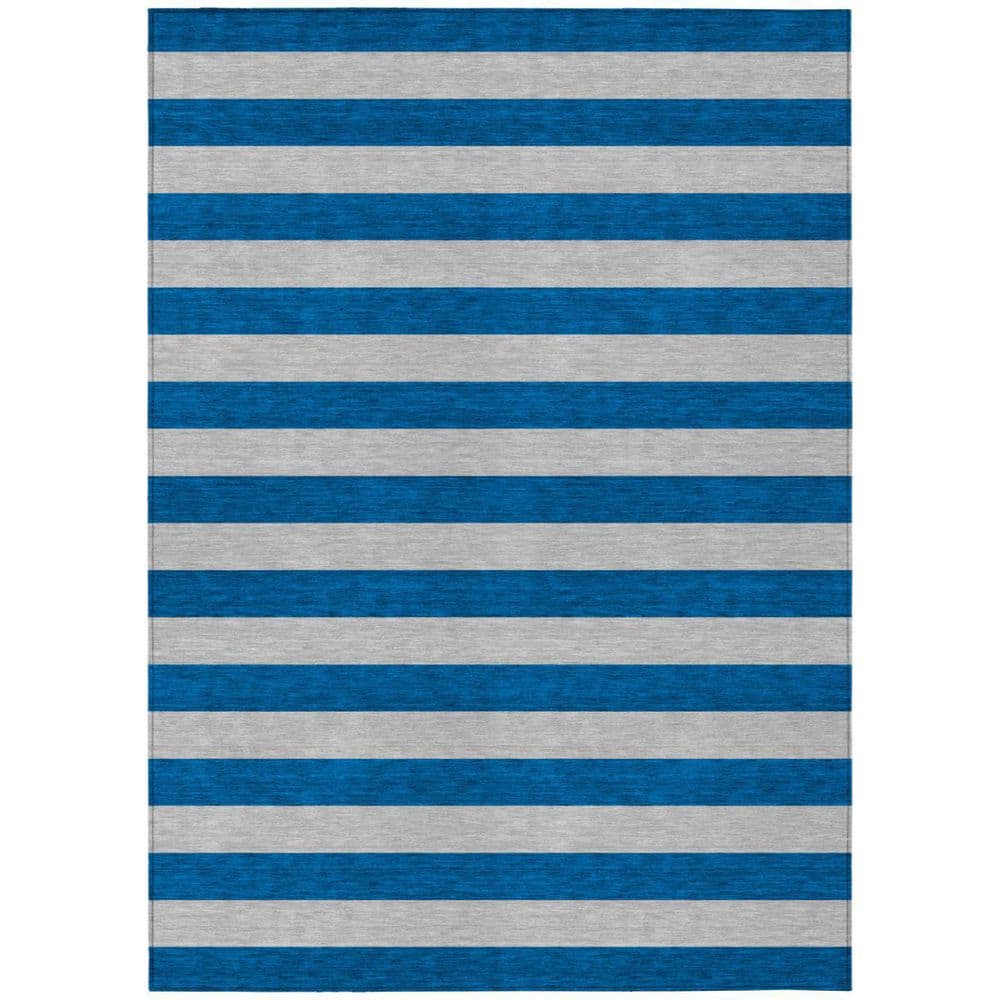 Blue, Ivory 10 ft. x 14 ft. Woven Striped Polyester Rectangle Indoor / Outdoor Area Rug price history on PriceWatchPro