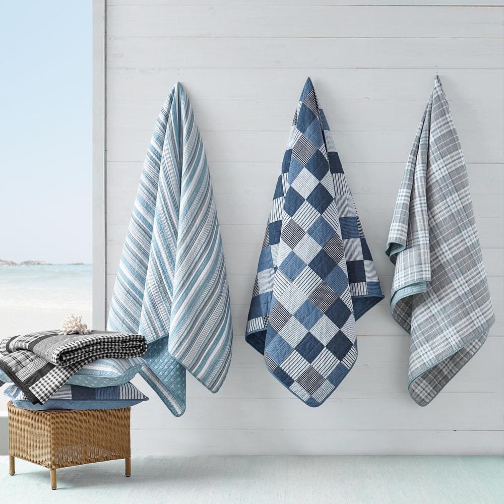 Grey Heather Reversible Cotton King Quilt Set