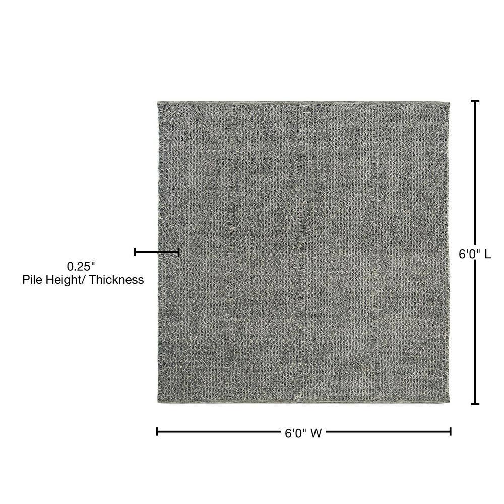 Montauk 6' x 6' Gray Cotton Handmade Reversible Rug