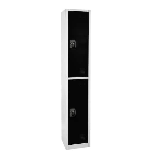 AdirOffice 629-Series 72 in. H 2-Tier Steel Key Lock Storage Locker Free Standing Cabinets for Home, School, Gym in Black