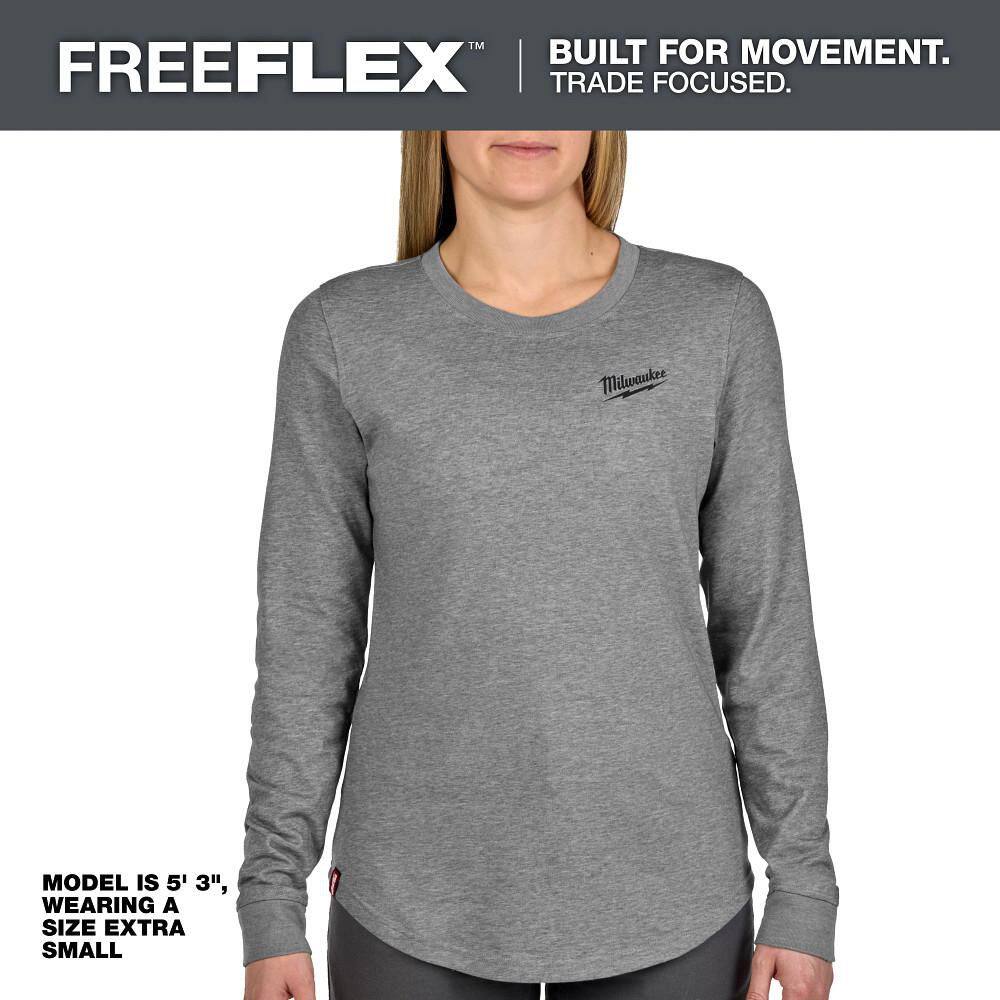 Women's 2X-Large Gray FREEFLEX Long Sleeve Hybrid Work T-Shirt price history on PriceWatchPro