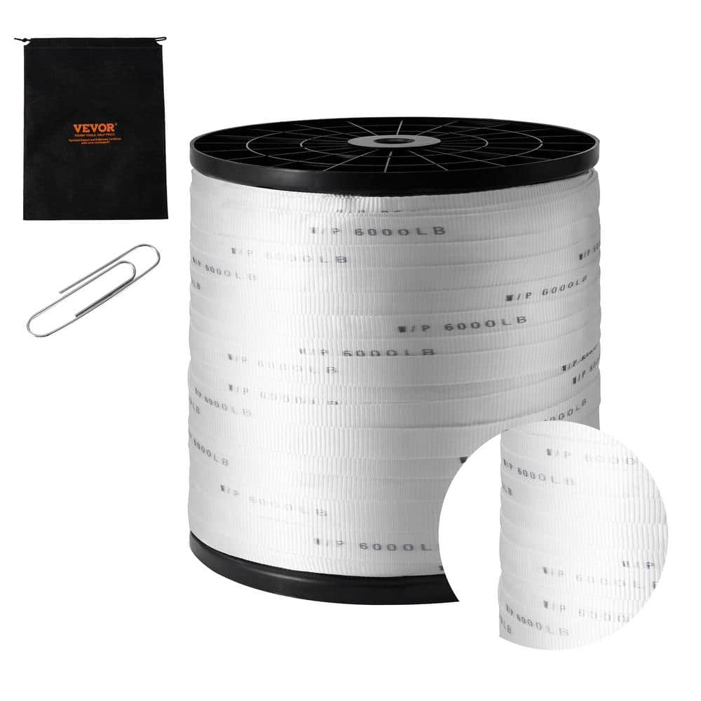 VEVOR Polyester Pull Tape 1 in. x 2103 ft. Tape Flat Rope 6000 lbs. Polyester Electrical Cable Pull Tape White