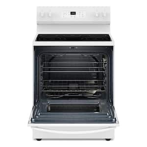 30 in. 5 Burner Element Freestanding Electric Range in White with Steam Clean