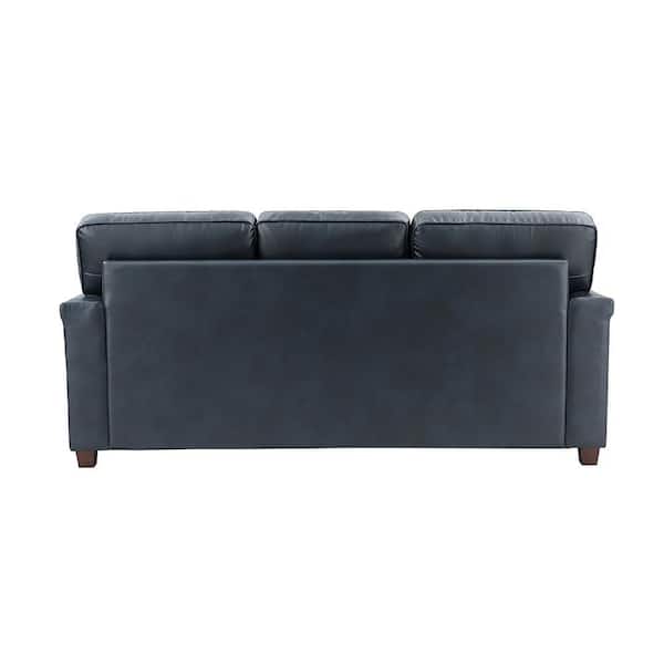 ARTFUL LIVING DESIGN Cristina 77.2 in. Wide Navy Leather Rectangle